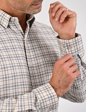 Camisa casual Sansabelt de algodón manga larga para hombre