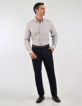 Camisa casual Sansabelt de algodón manga larga para hombre