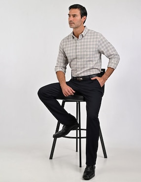 Camisa casual Sansabelt de algodón manga larga para hombre