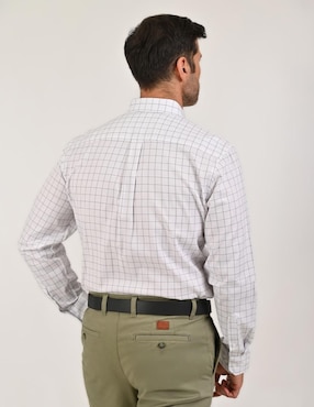 Camisa casual Buckingham de algodón manga larga para hombre
