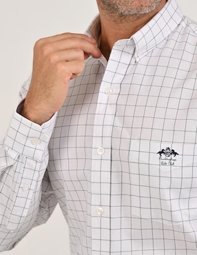 Camisa casual Buckingham de algodón manga larga para hombre