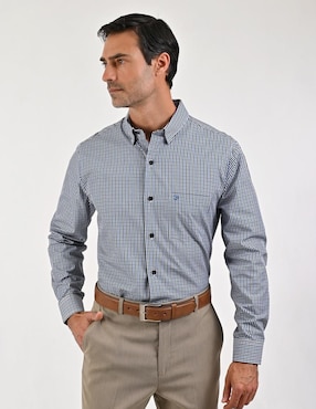 Camisa casual Sansabelt de algodón manga larga para hombre