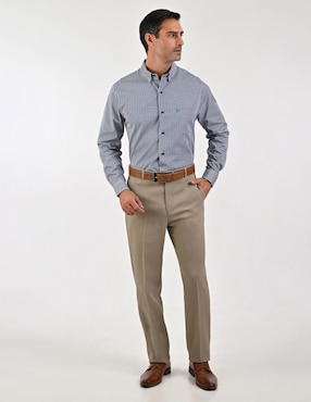 Camisa casual Sansabelt de algodón manga larga para hombre