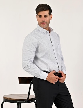 Camisa casual Yale de algodón manga larga para hombre