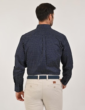 Camisa casual Buckingham de algodón manga larga para hombre