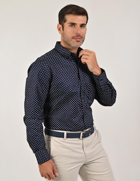 Camisa casual Buckingham de algodón manga larga para hombre