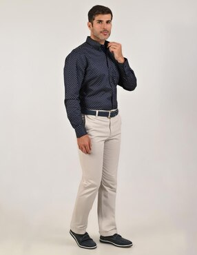 Camisa casual Buckingham de algodón manga larga para hombre