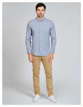 Camisa casual Original Penguin de algodón manga larga para hombre
