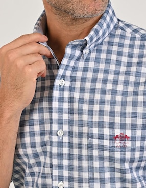 Camisa casual Buckingham de algodón manga corta para hombre