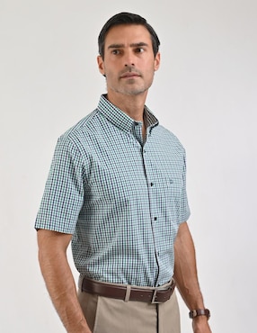 Camisa casual Sansabelt de algodón manga corta para hombre