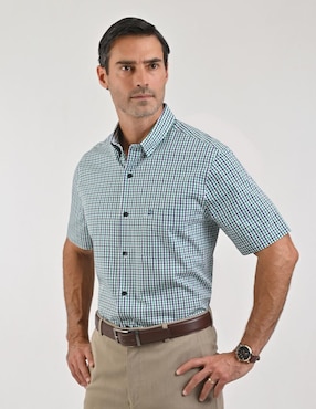 Camisa casual Sansabelt de algodón manga corta para hombre