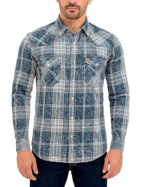Camisa casual Cuadra manga larga para hombre