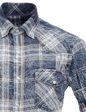 Camisa casual Cuadra manga larga para hombre