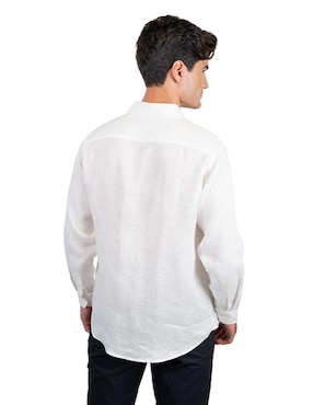 Camisa casual 98 Coast Av de lino manga larga para hombre