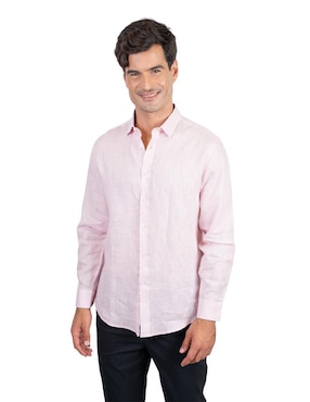 Camisa casual 98 Coast Av de lino manga larga para hombre
