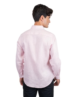 Camisa casual 98 Coast Av de lino manga larga para hombre