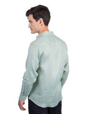 Camisa casual 98 Coast Av de lino manga larga para hombre