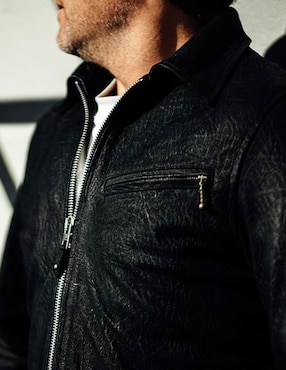 Chamarra para motociclista Lastwolf de piel con bolsillos para hombre
