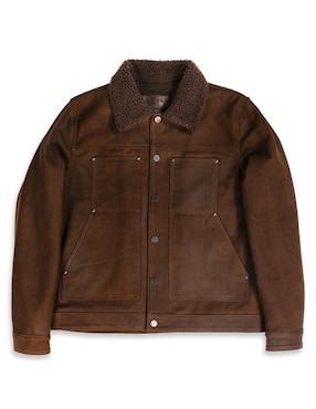 Chamarra casual Lastwolf de piel con bolsillos para hombre