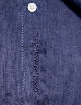 Camisa casual 98 Coast Av de lino manga larga para hombre