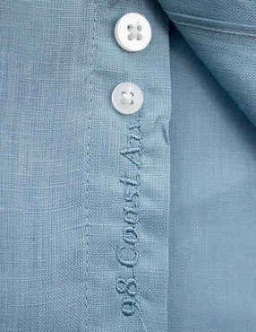 Camisa casual 98 Coast Av de lino manga larga para hombre