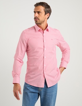 Camisa casual Oscar de la Renta de algodón manga larga para hombre