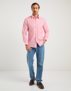 Camisa casual Oscar de la Renta de algodón manga larga para hombre