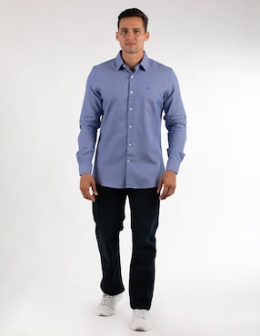 Camisa casual Oscar De La Renta de algodón manga larga para hombre