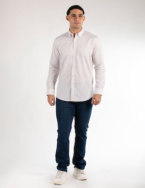 Camisa casual Oscar de la Renta de algodón manga larga para hombre