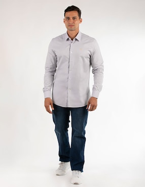 Camisa casual Oscar de la Renta de algodón manga larga para hombre