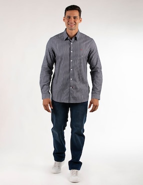 Camisa casual Oscar de la Renta de algodón manga larga para hombre