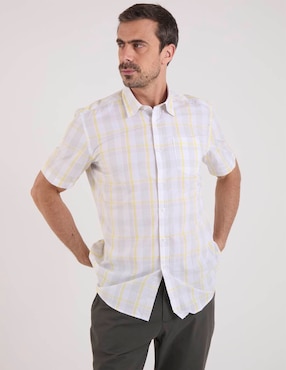 Camisa casual Oscar de la Renta de algodón manga corta para hombre