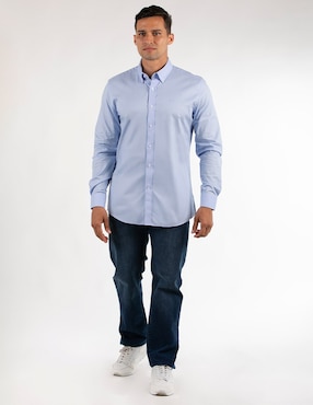 Camisa casual Oscar de la Renta de algodón manga larga para hombre