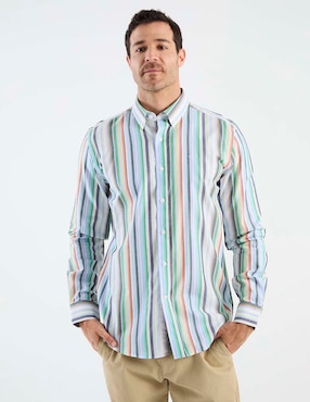 Camisa casual Oscar de la Renta de algodón manga larga para hombre