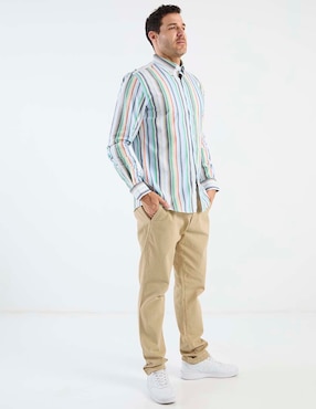 Camisa casual Oscar de la Renta de algodón manga larga para hombre