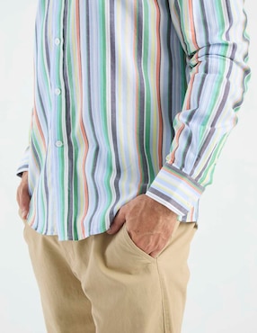 Camisa casual Oscar de la Renta de algodón manga larga para hombre