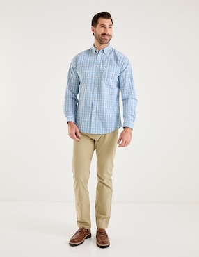 Camisa casual Izod de algodón manga larga para hombre