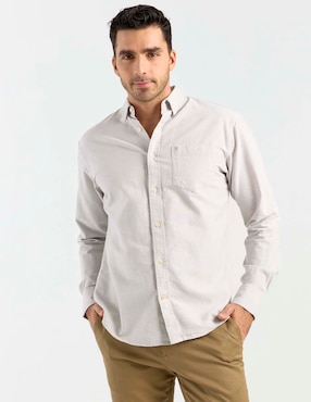 Camisa casual Izod de algodón manga larga para hombre