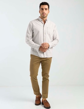 Camisa casual Izod de algodón manga larga para hombre