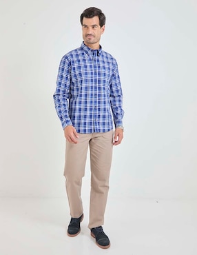 Camisa casual Ferrioni de algodón manga larga para hombre