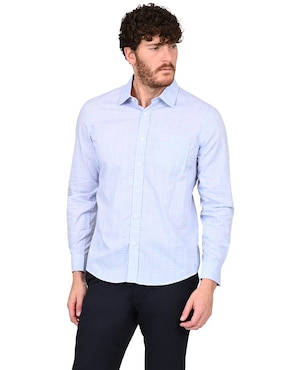 Camisa casual Ferrioni de algodón manga larga para hombre