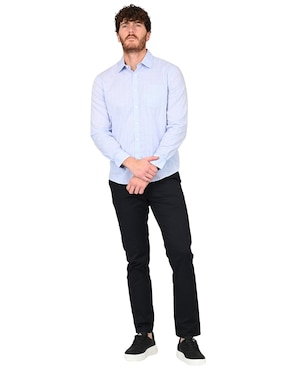 Camisa casual Ferrioni de algodón manga larga para hombre