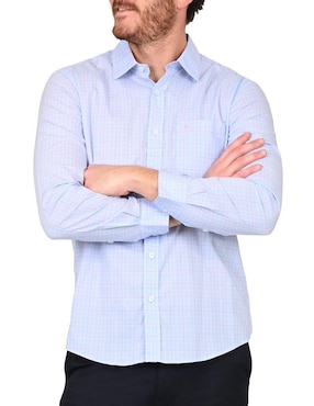 Camisa casual Ferrioni de algodón manga larga para hombre