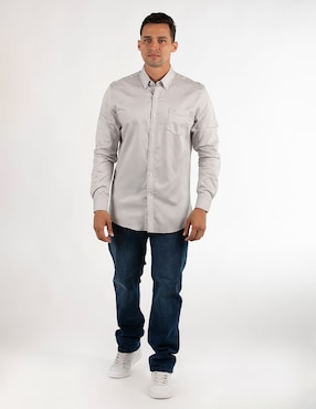 Camisa casual Oscar De La Renta de algodón manga larga para hombre