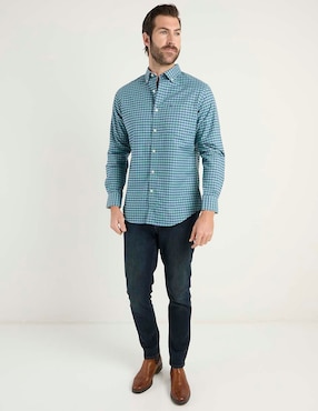Camisa casual Izod de algodón manga larga para hombre