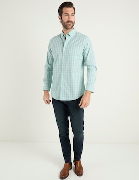 Camisa casual Izod de algodón manga larga para hombre