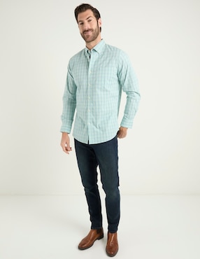 Camisa casual Izod de algodón manga larga para hombre