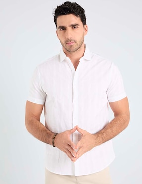 Camisa playa Jbe de algodón manga corta para hombre