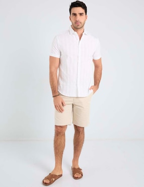 Camisa playa Jbe de algodón manga corta para hombre
