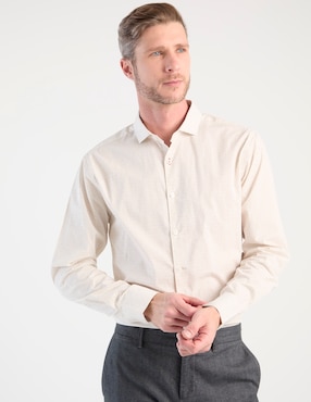 Camisa casual Jbe de algodón manga larga para hombre